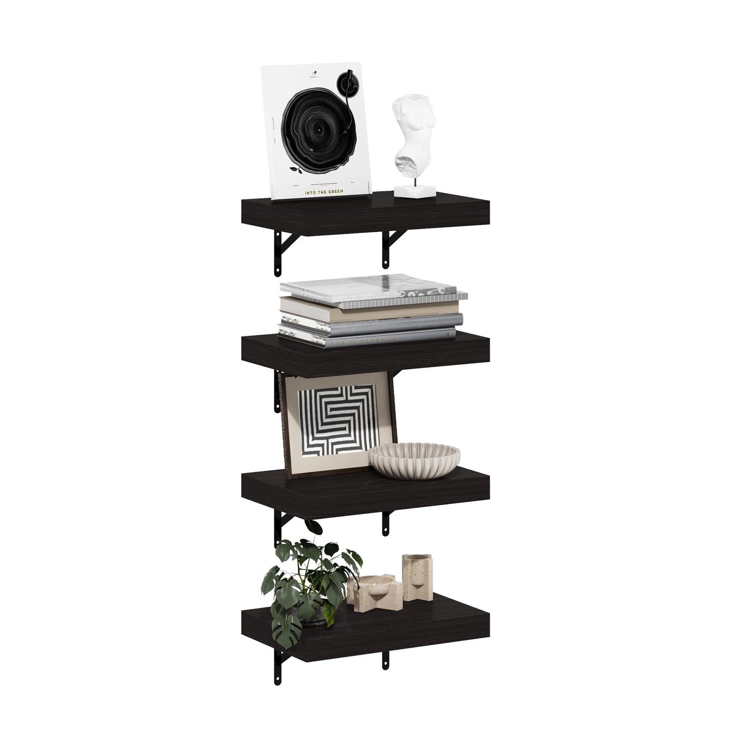 Furinno Rossi 5-Tier Floating Corner Shelf for Wall, Corner Zigzag Shelf Wall Mounted, Radial Wall Mount Shelves, for Home Office, Living Room, Bedroom, Bathroom, White