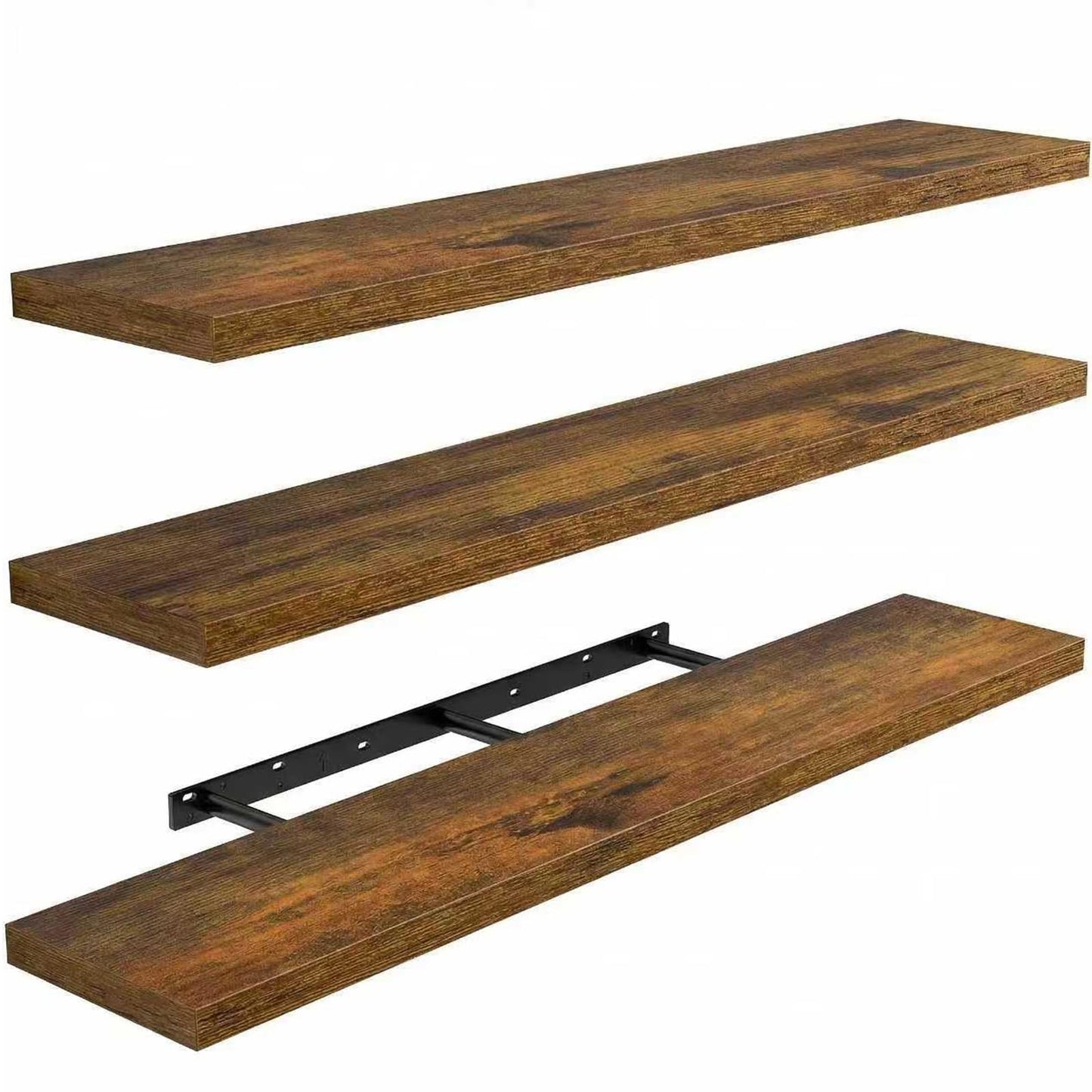AMADA HOMEFURNISHING Floating Shelves, Wall Shelves for Bathroom/Living Room/Bedroom/Kitchen Decor, White Shelves with Invisible Brackets Set of 3 - AMFS08