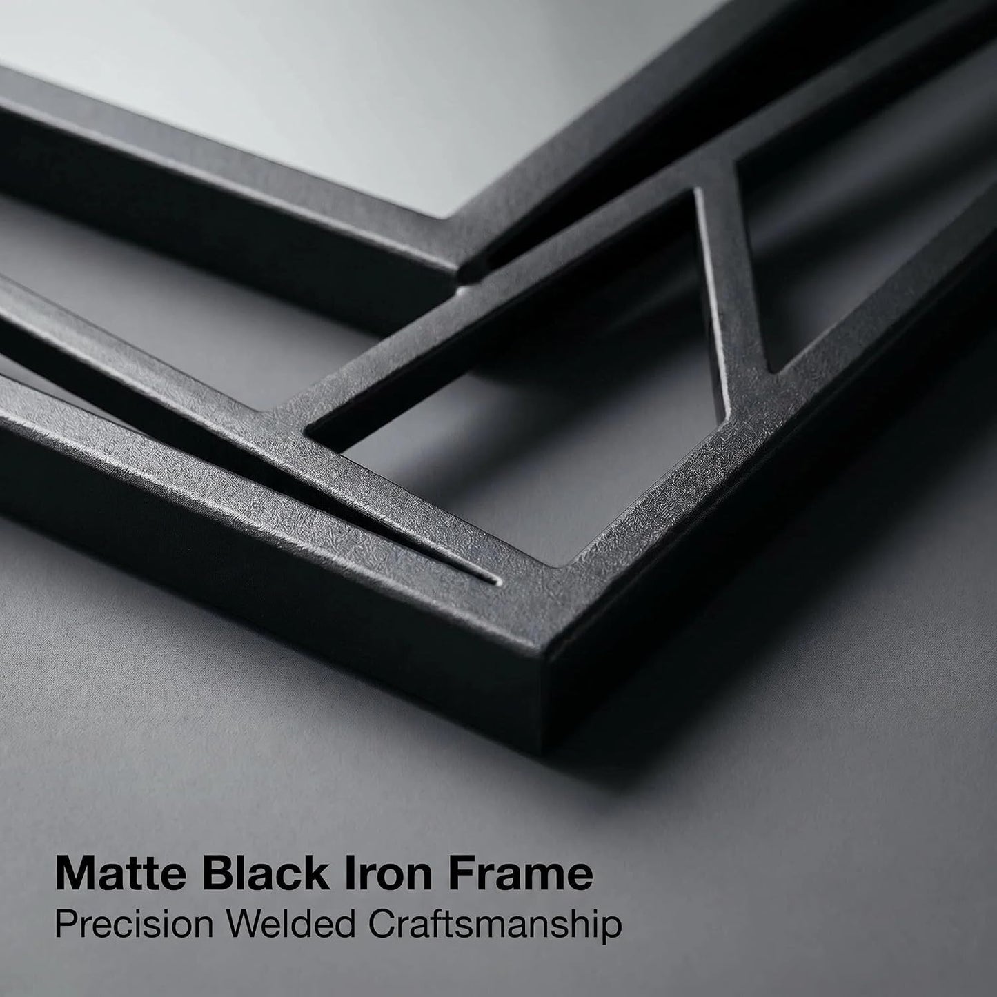 Black Geometric Wall Mirror, 36 x 24 Inch Decorative Metal Framed Bathroom Mirror for Living Room, Entryway and Bedroom, Horizontal or Vertical Mount