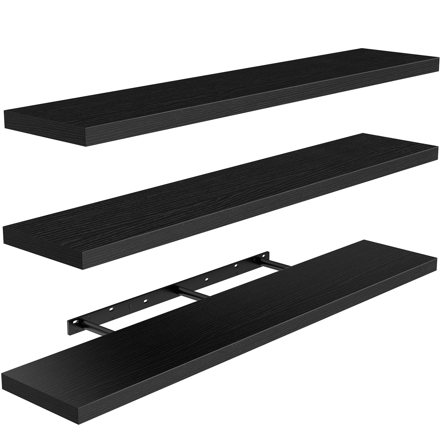 AMADA HOMEFURNISHING Floating Shelves, Wall Shelves for Bathroom/Living Room/Bedroom/Kitchen Decor, White Shelves with Invisible Brackets Set of 3 - AMFS08